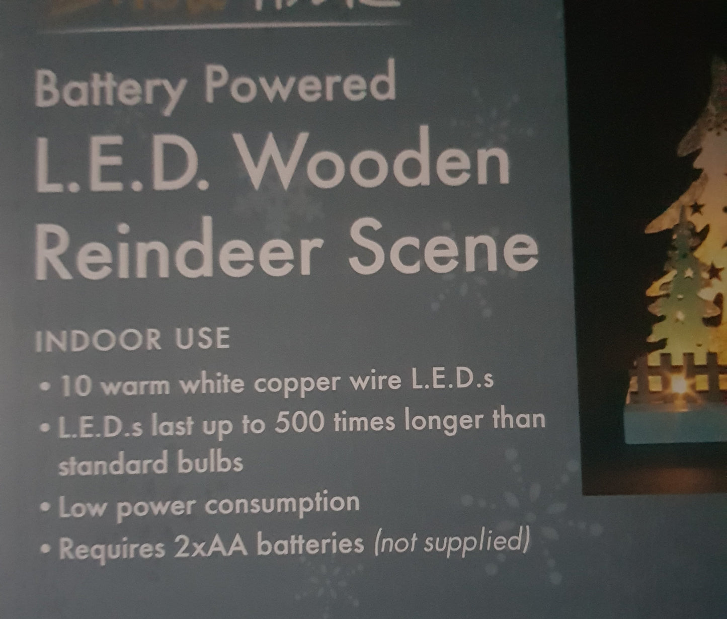 Lit Wooden Christmas Village Scene with Reindeer