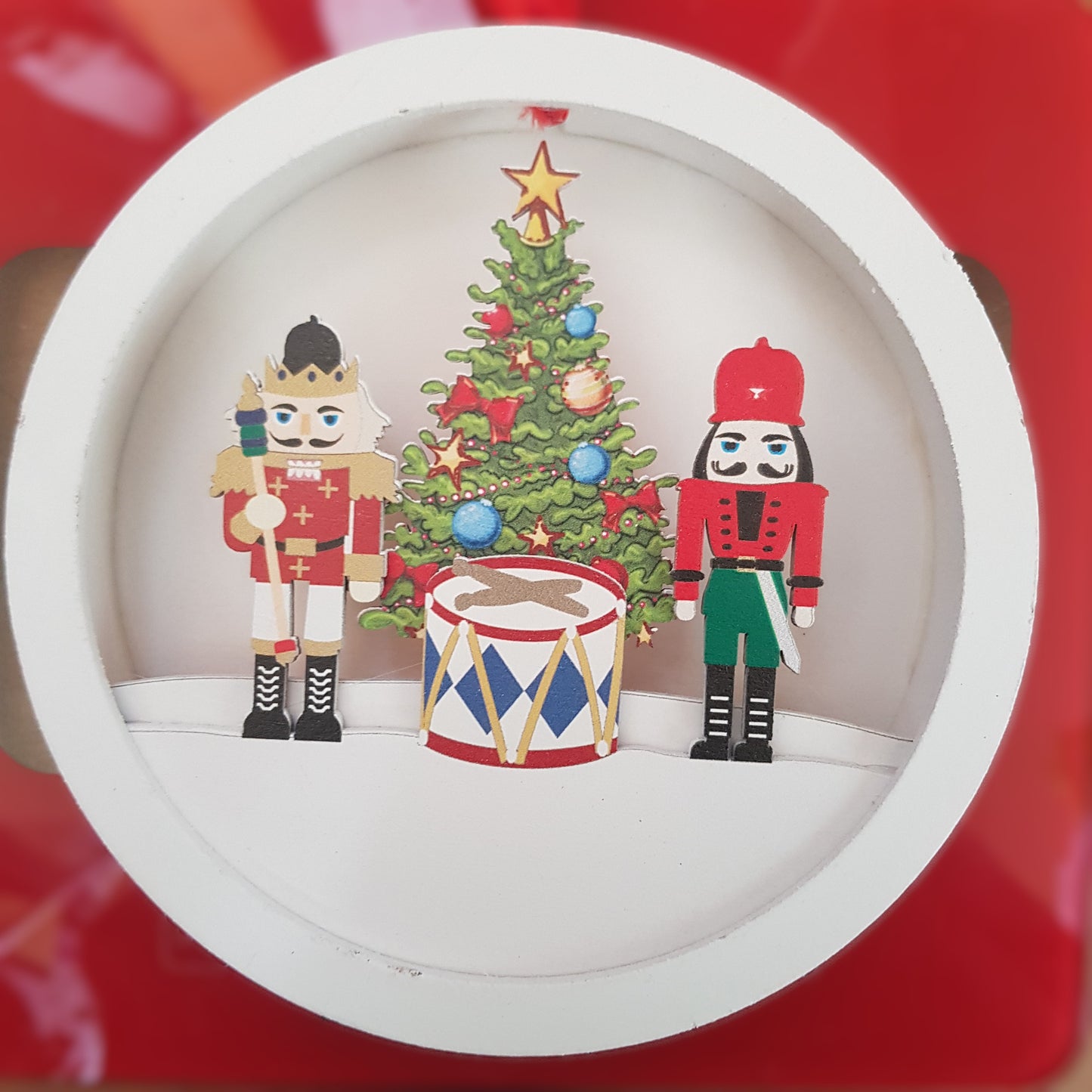 LED Nutcracker Scene Wooden Disc Hanging Decoration 14cm - Drum
