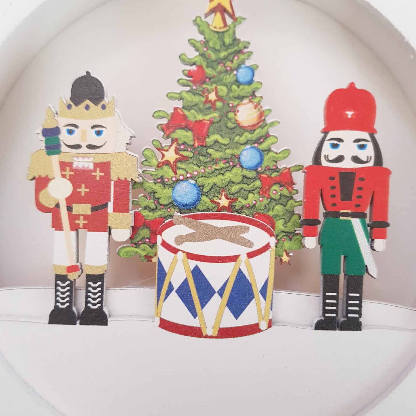LED Nutcracker Scene Wooden Disc Hanging Decoration 14cm - Drum