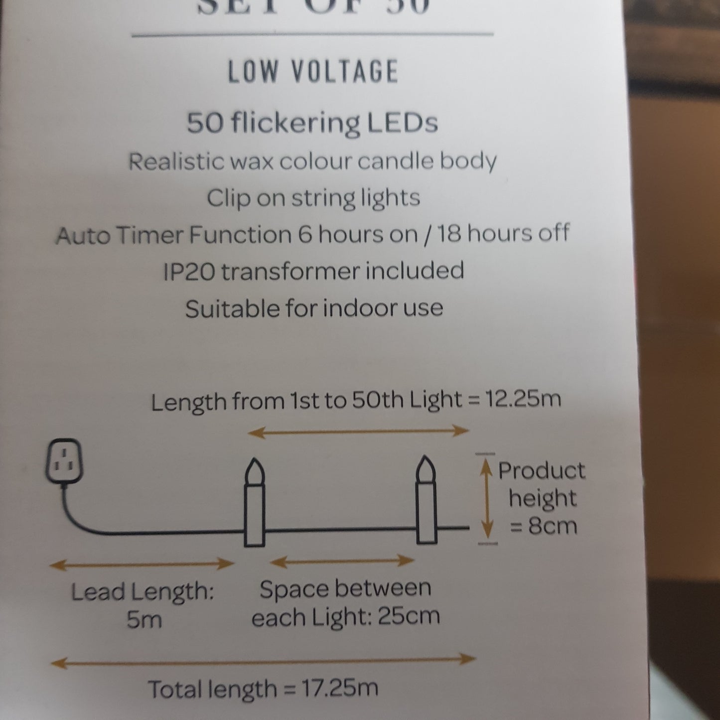 Christmas Tree Candle Lights - Flicker flame - Set of 50 - Timer