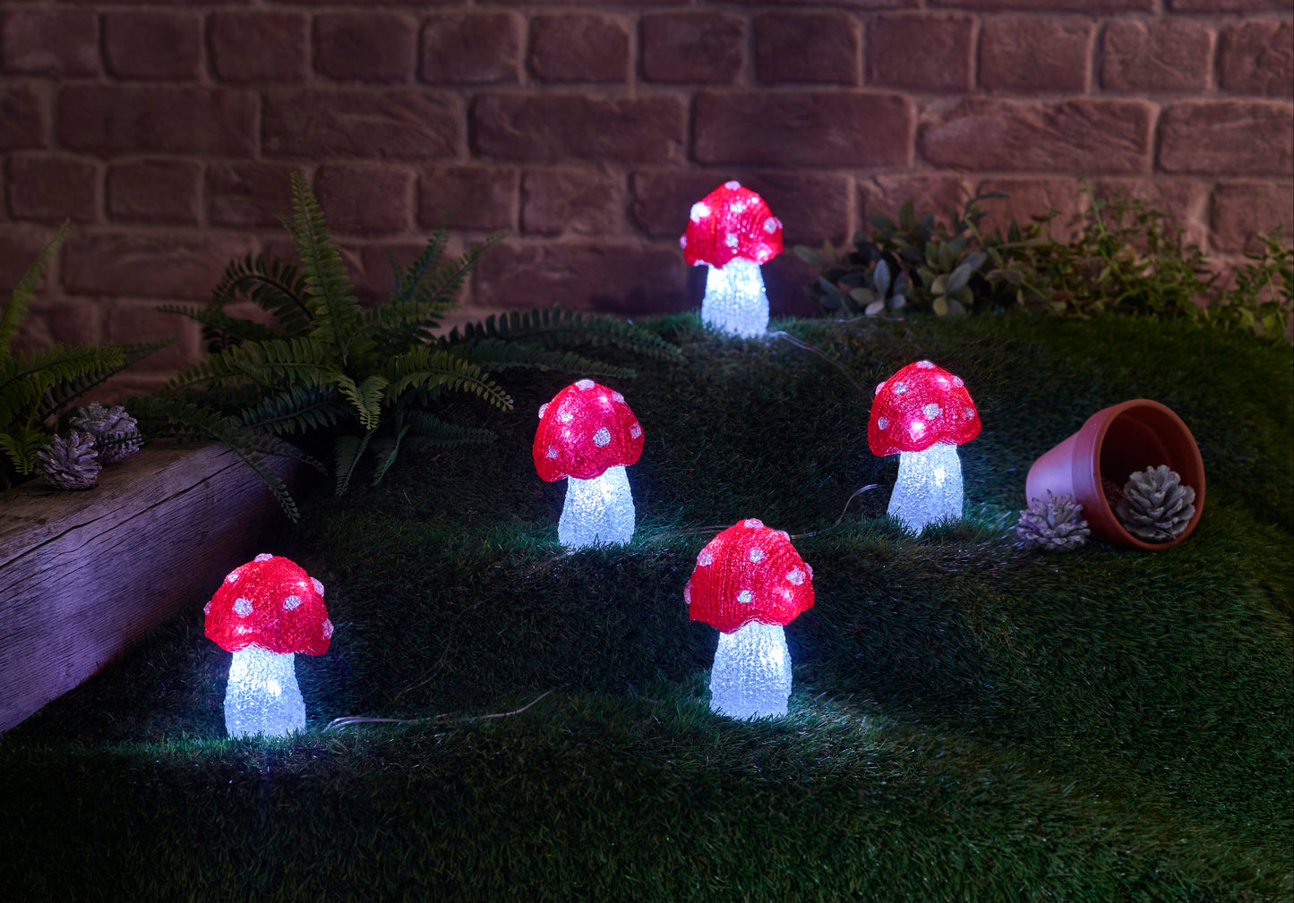 Light Up Mushrooms Indoor Outdoor Decoration Battery Operated Timer