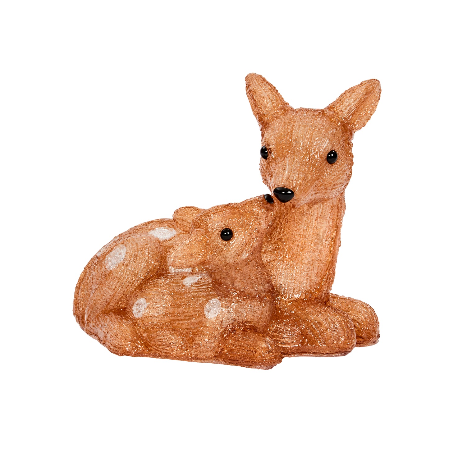 Lit Doe & Fawn Acrylic Christmas Decoration - Indoor Outdoor - Battery Operated