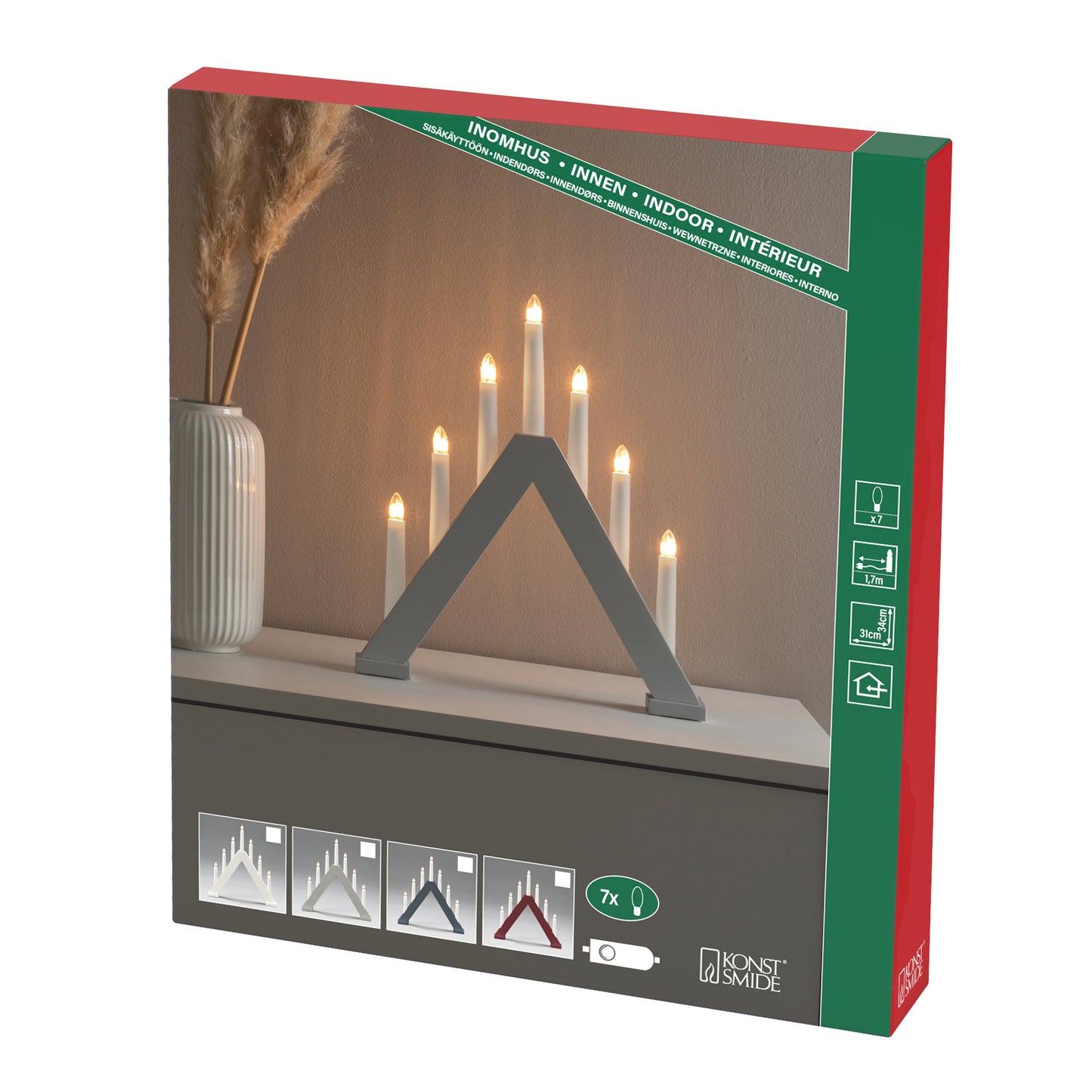 Konstsmide Candle Arch White Wood 7 LED Christmas Decoration
