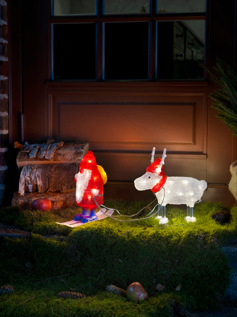 Konstsmide Santa & Reindeer Lit Acrylic Christmas Decoration Outdoor or Indoor