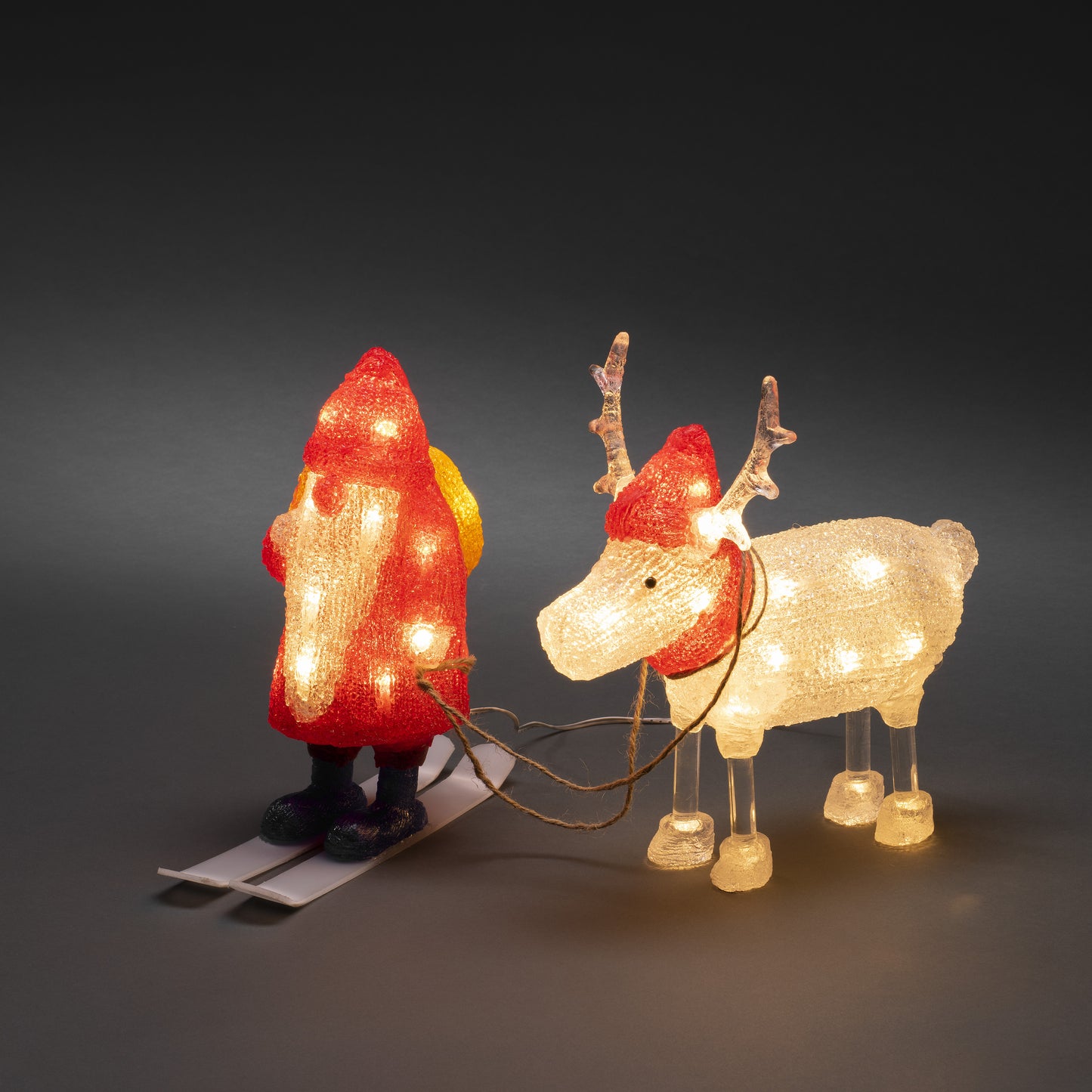 Konstsmide Santa & Reindeer Lit Acrylic Christmas Decoration Outdoor or Indoor