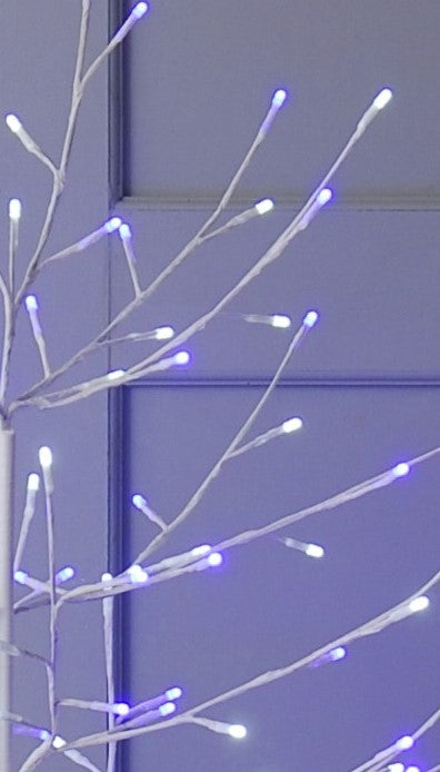 90cm Pre-lit Twig Tree Indoor Outdoor Blue & White Glow Worm LEDs