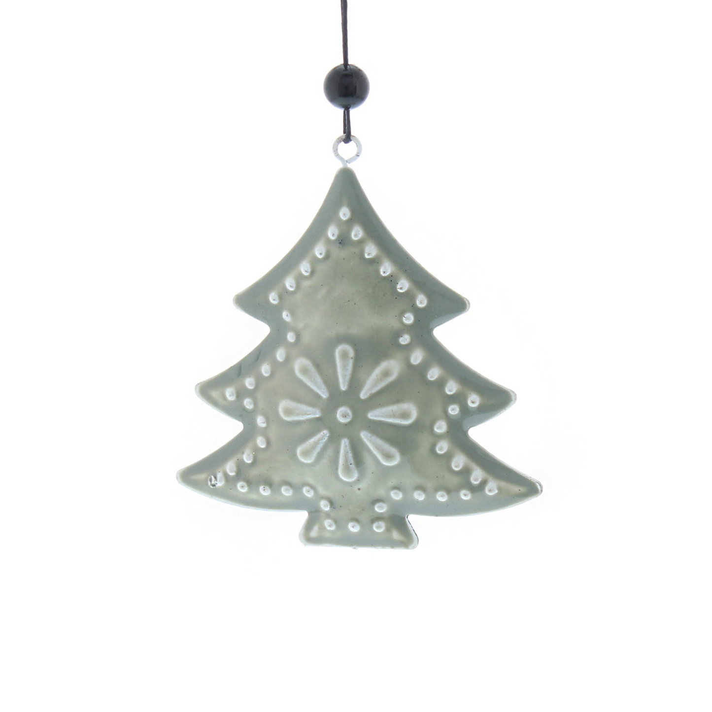 9cm Sage Green Christmas Tree Metal Hanging Decoration