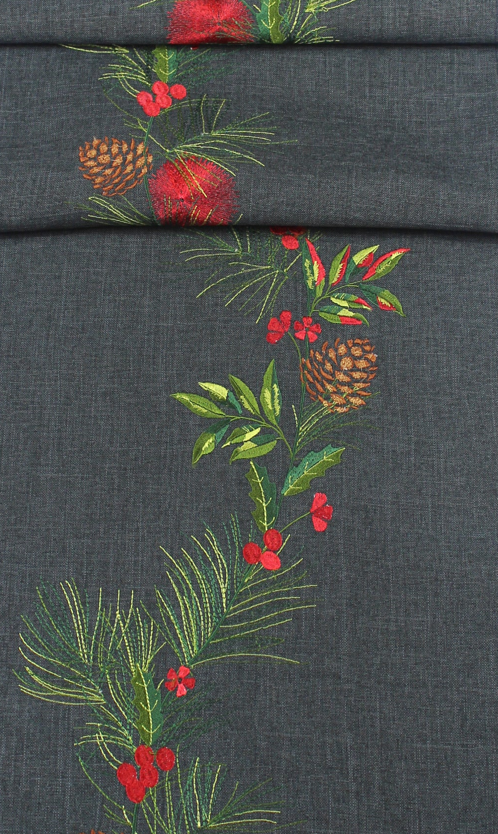 Peggy Wilkins Winter Pines Christmas Table Runner Pewter