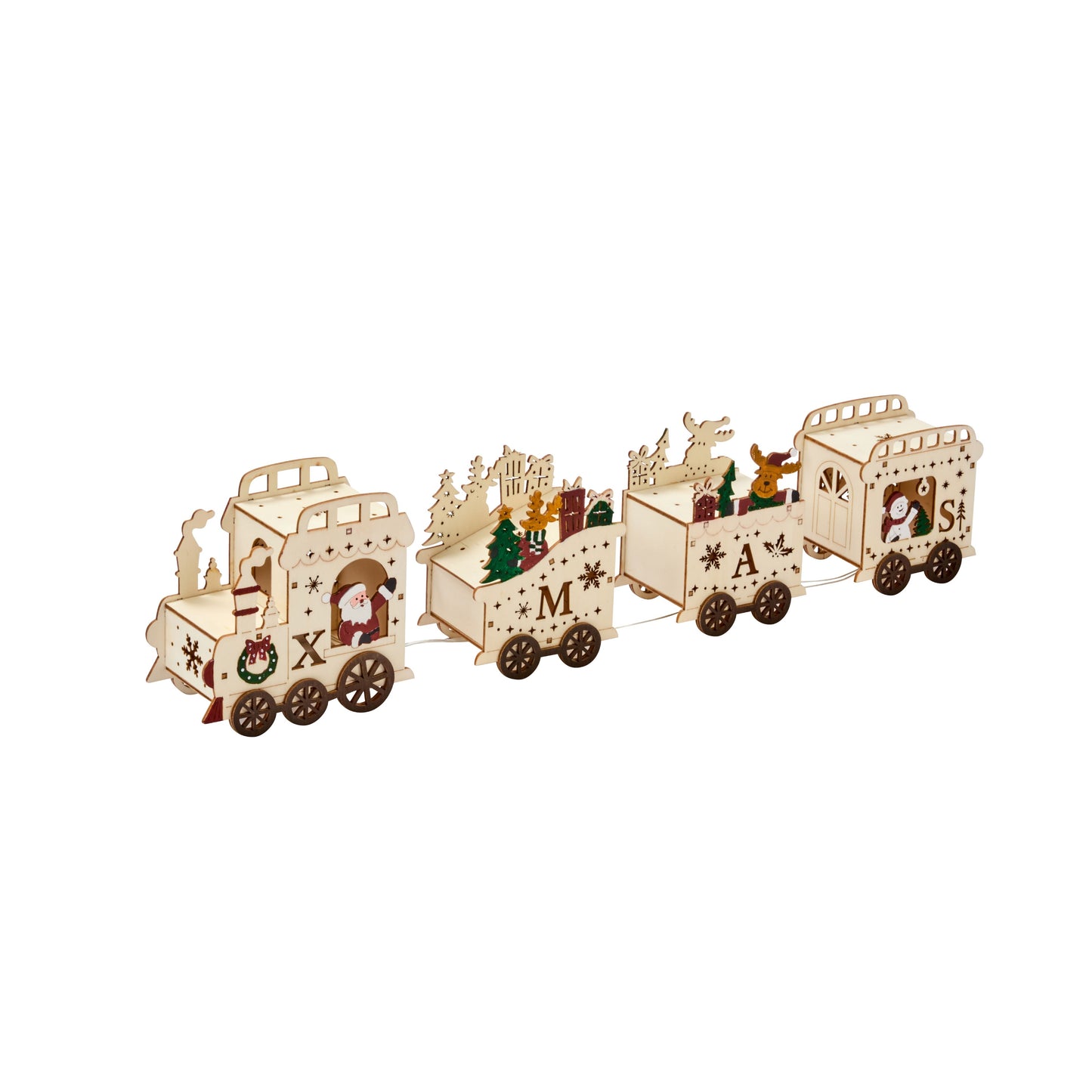 Lit Wooden Santa's Express Train - Battery Operated