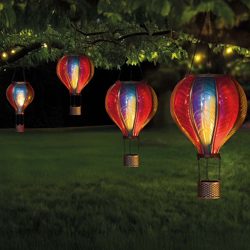 Mini Rainbow Solar Hot Air Balloon Garden Decoration