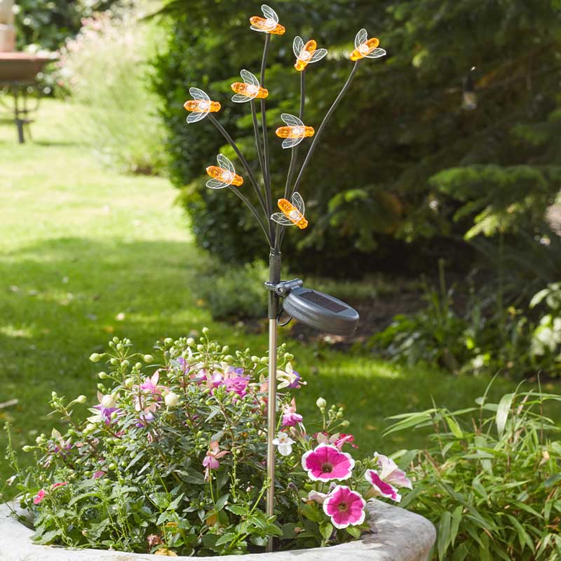 8 Stem Bee Solar Stake Light 70cm Warm White