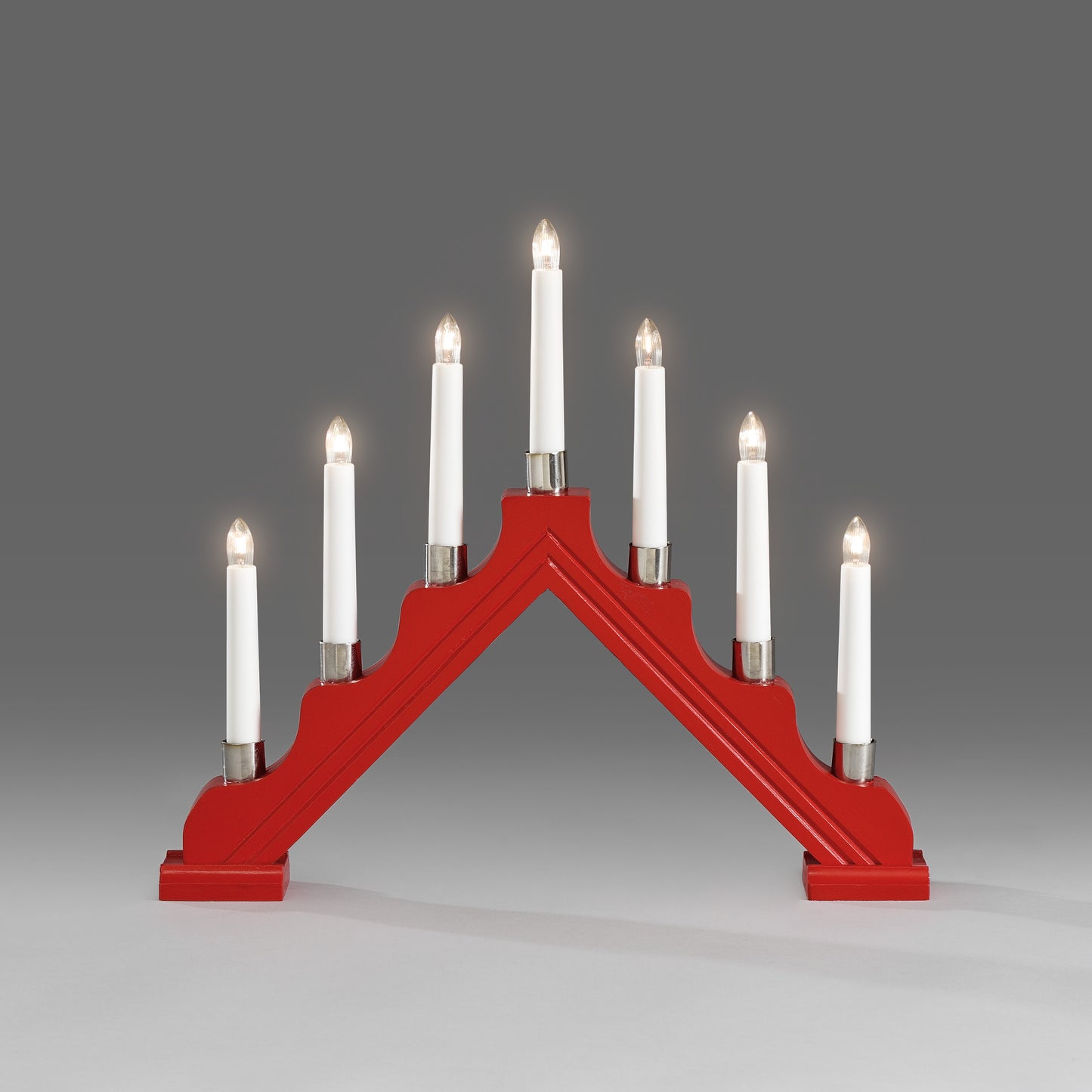 Konstsmide Candle Arch 7 Bulb Red Wood Christmas Decoration
