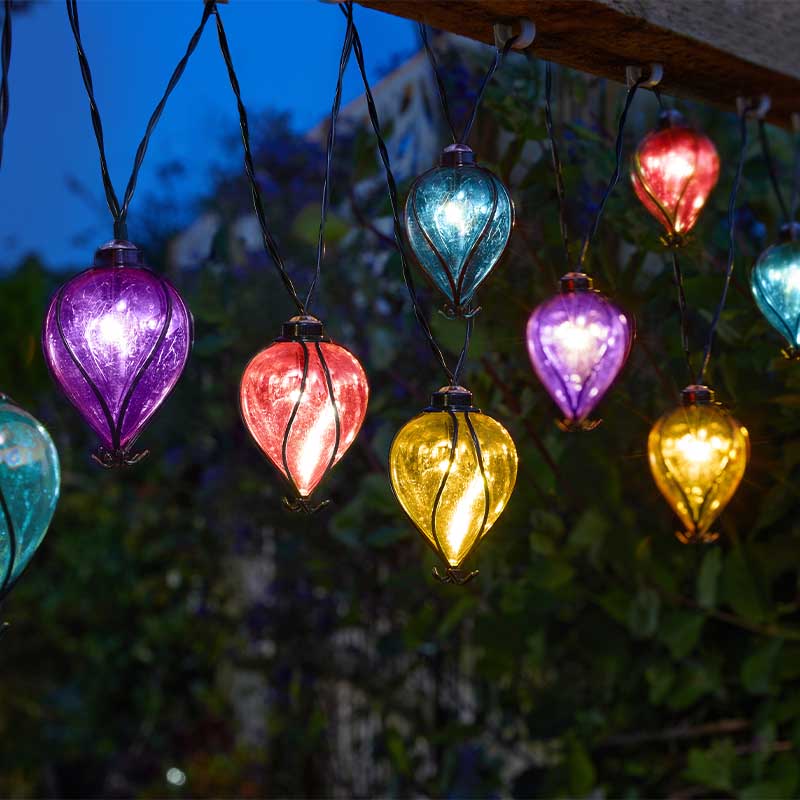 Solar Balloon Lights Outdoor Decoration String Of 10 Lights