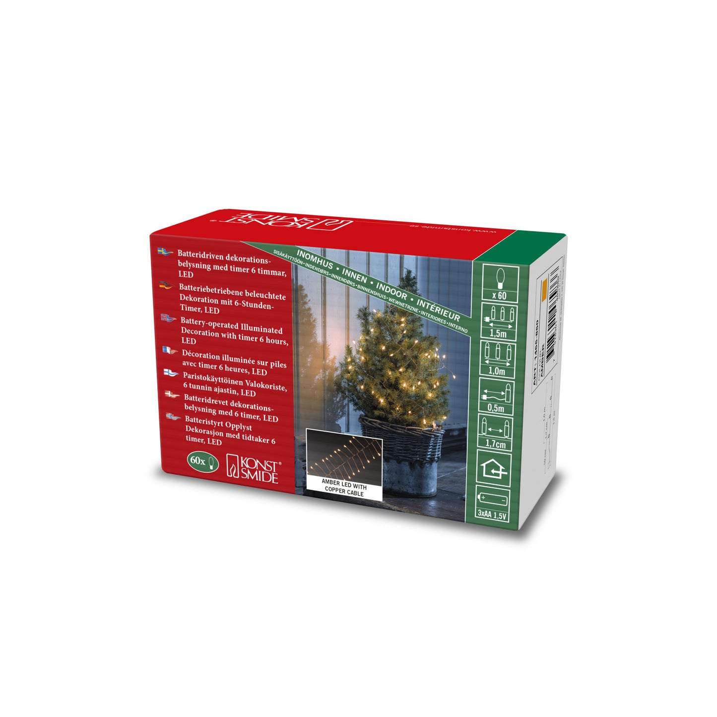 Konstsmide 60 Amber Micro Cluster Lights Battery Operated Timer Christmas Decoration