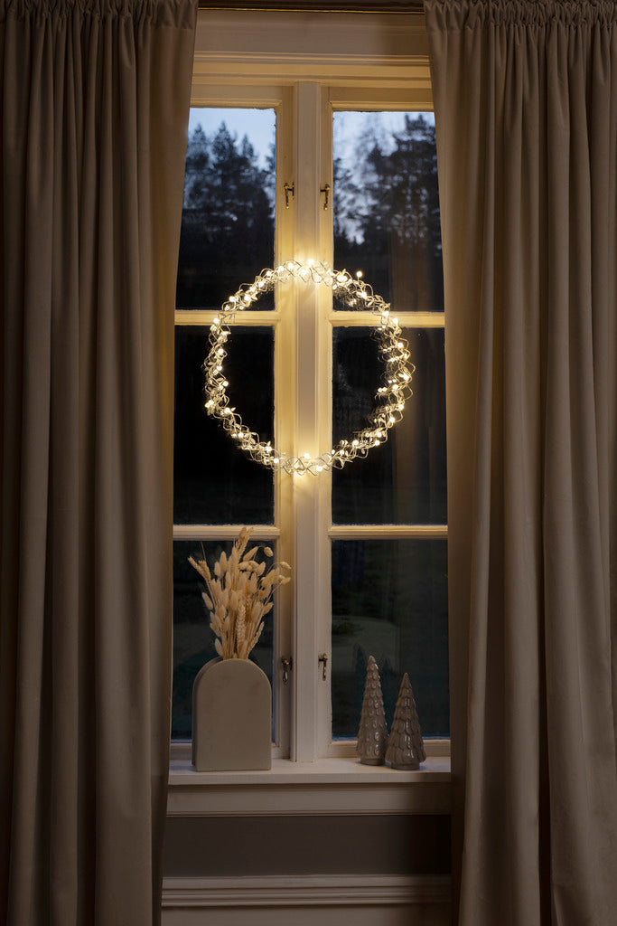 Konstsmide Lit Christmas Wreath 45cm Indoor Decoration Silver Metal