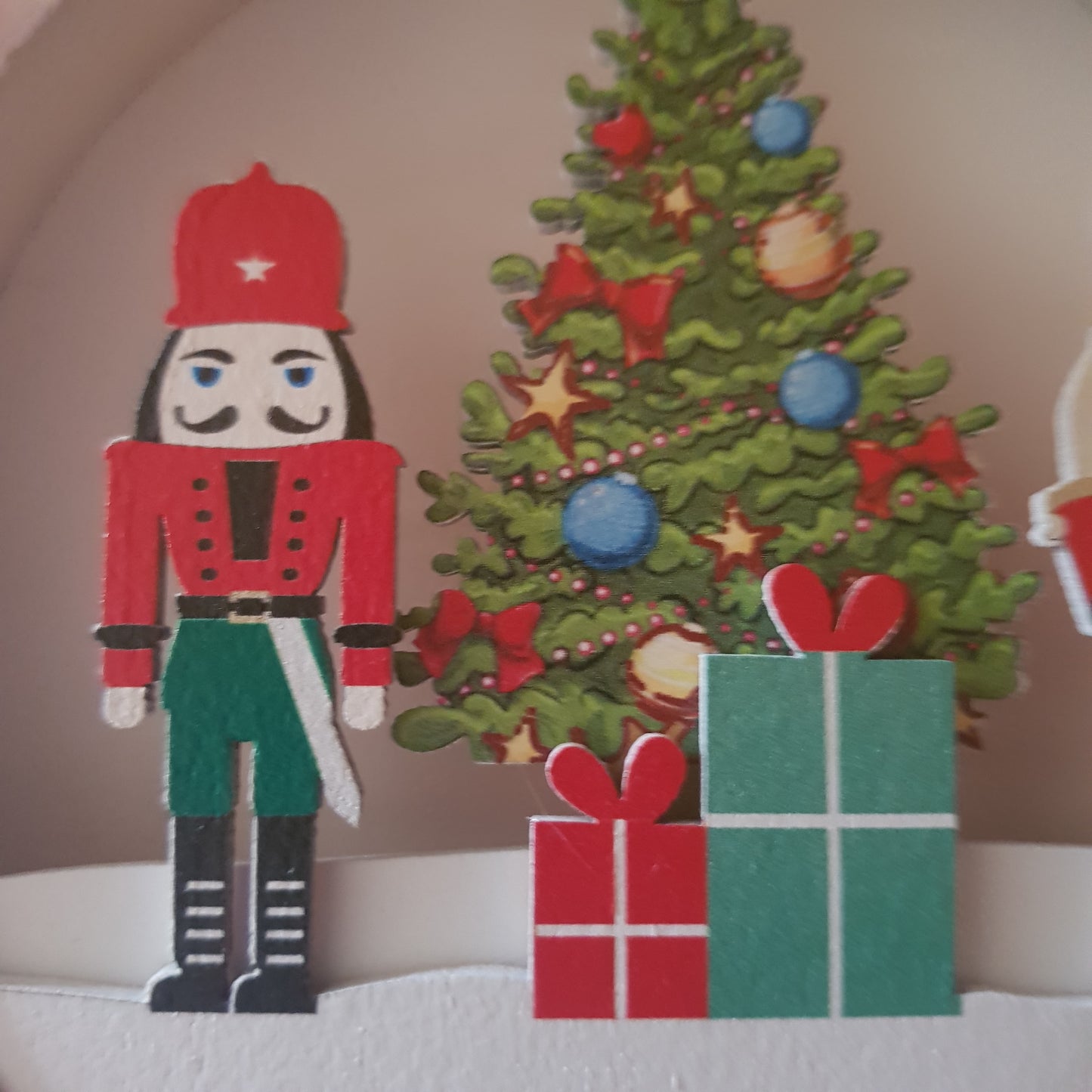 LED Nutcracker Scene Wooden Disc Hanging Decoration 14cm - Gifts