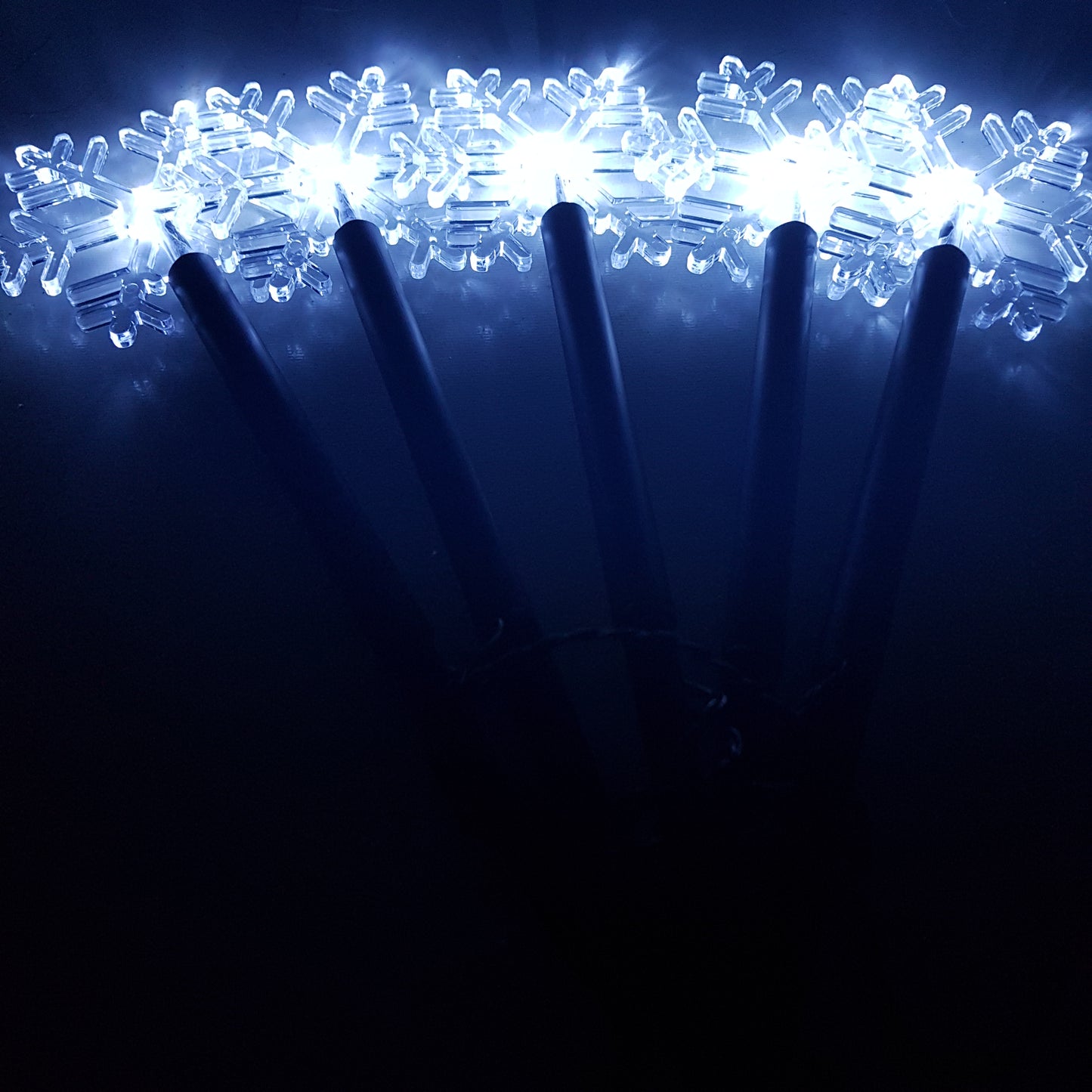 5 Snowflake Stake Lights Christmas Decoration Battery Operated Timer Ice White