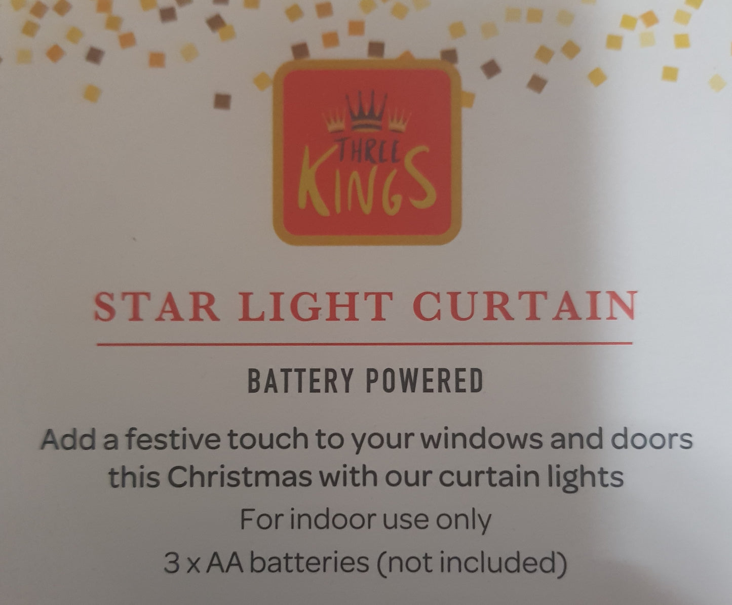 Star Curtain Light - Warm White - Battery Operated - Timer Function