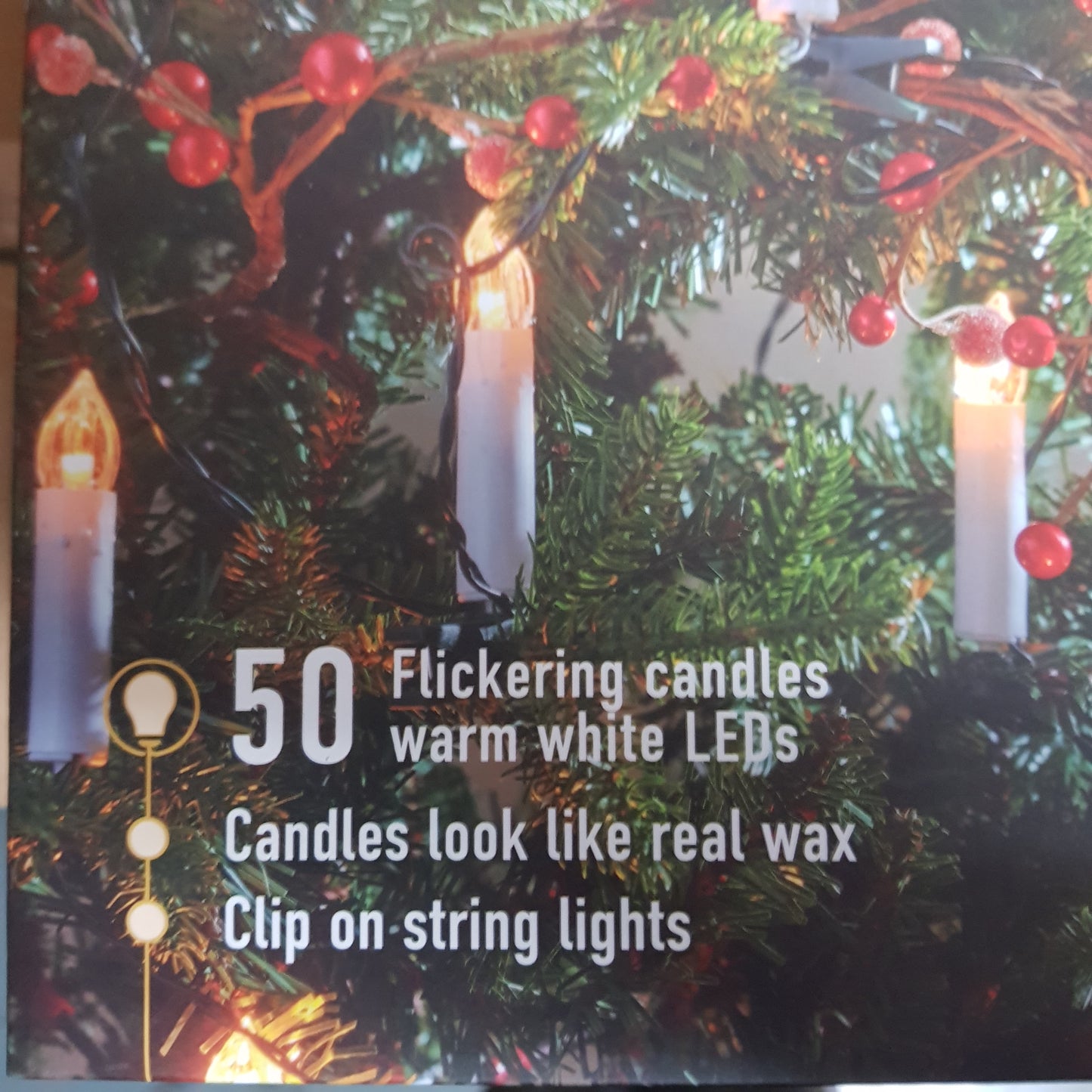 Christmas Tree Candle Lights - Flicker flame - Set of 50 - Timer