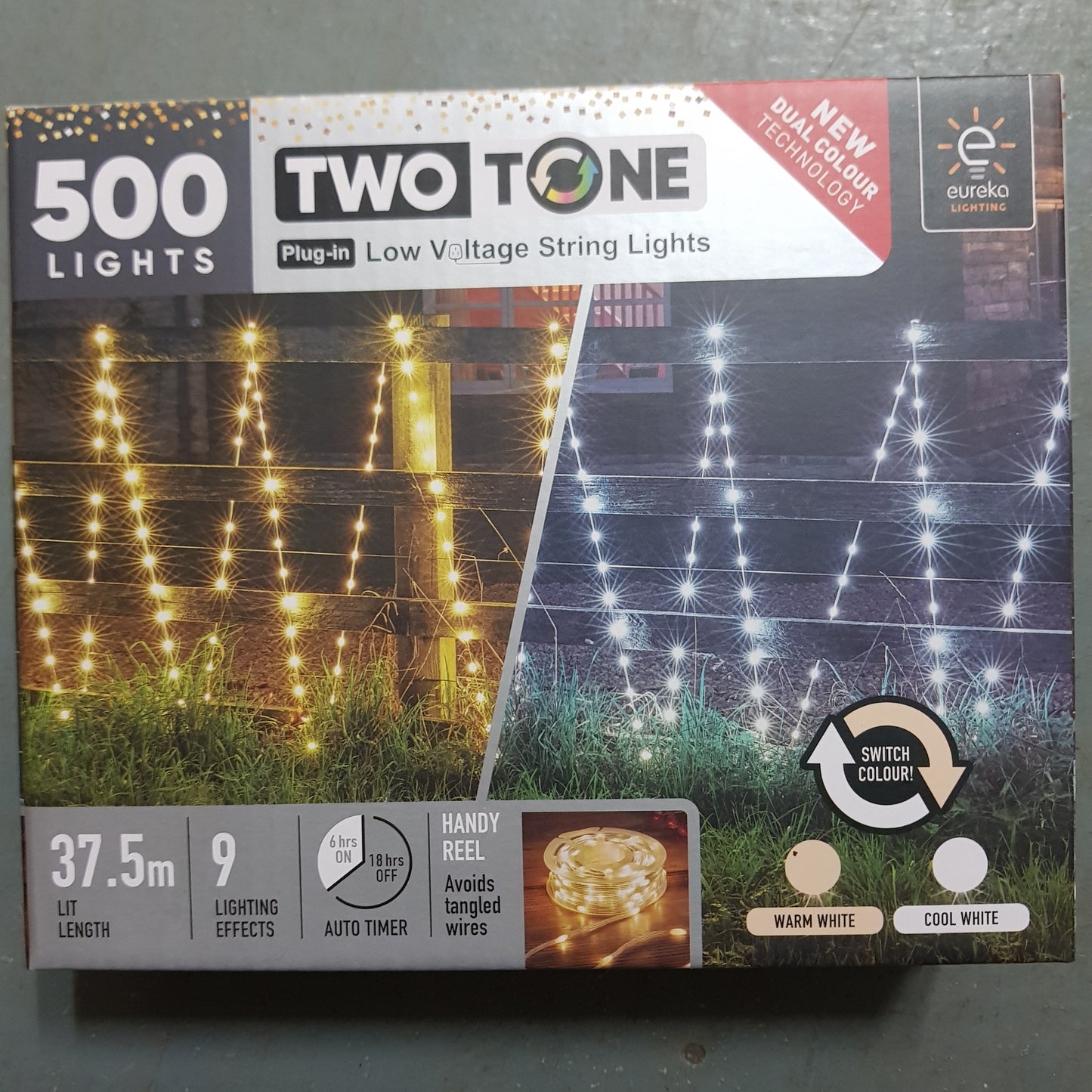 500 Two Tone Outdoor String Lights - Warm White/Cool White - 37.5m Lit Length