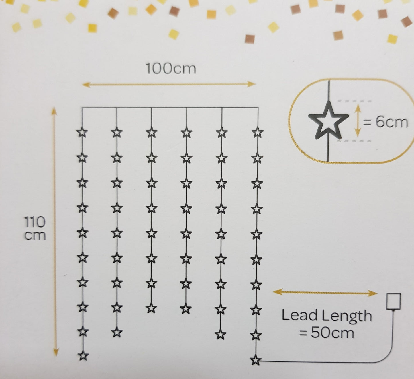 Star Curtain Light - Warm White - Battery Operated - Timer Function