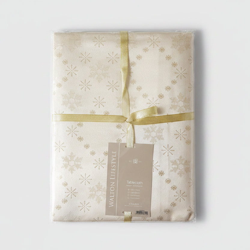 Walton and Co Gold Snowflake Sparkle Christmas Tablecloth 140cm x 140cm