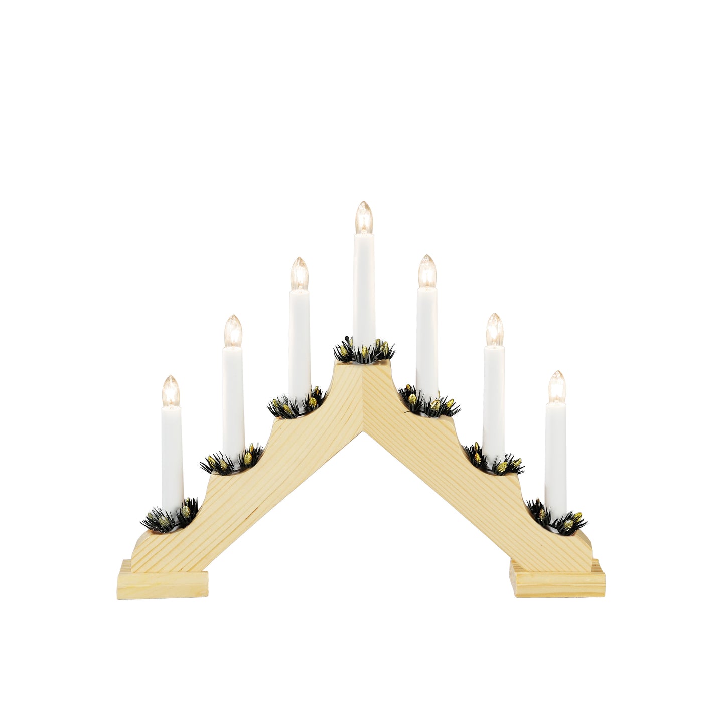 Konstsmide Candle Arch 7 Bulb Traditional Christmas Decoration - Natural Wood