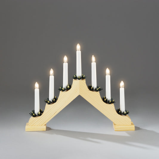Konstsmide Candle Arch 7 Bulb Traditional Christmas Decoration - Natural Wood
