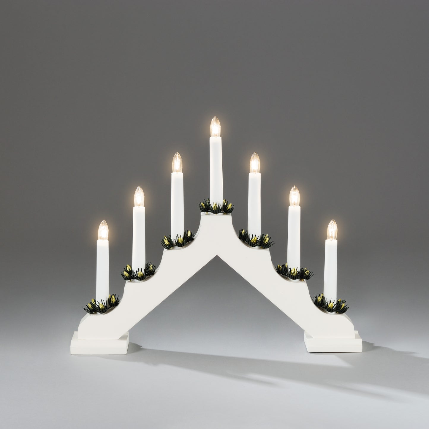 Konstsmide Candle Arch 7 Bulb Traditional Christmas Decoration - White Wood