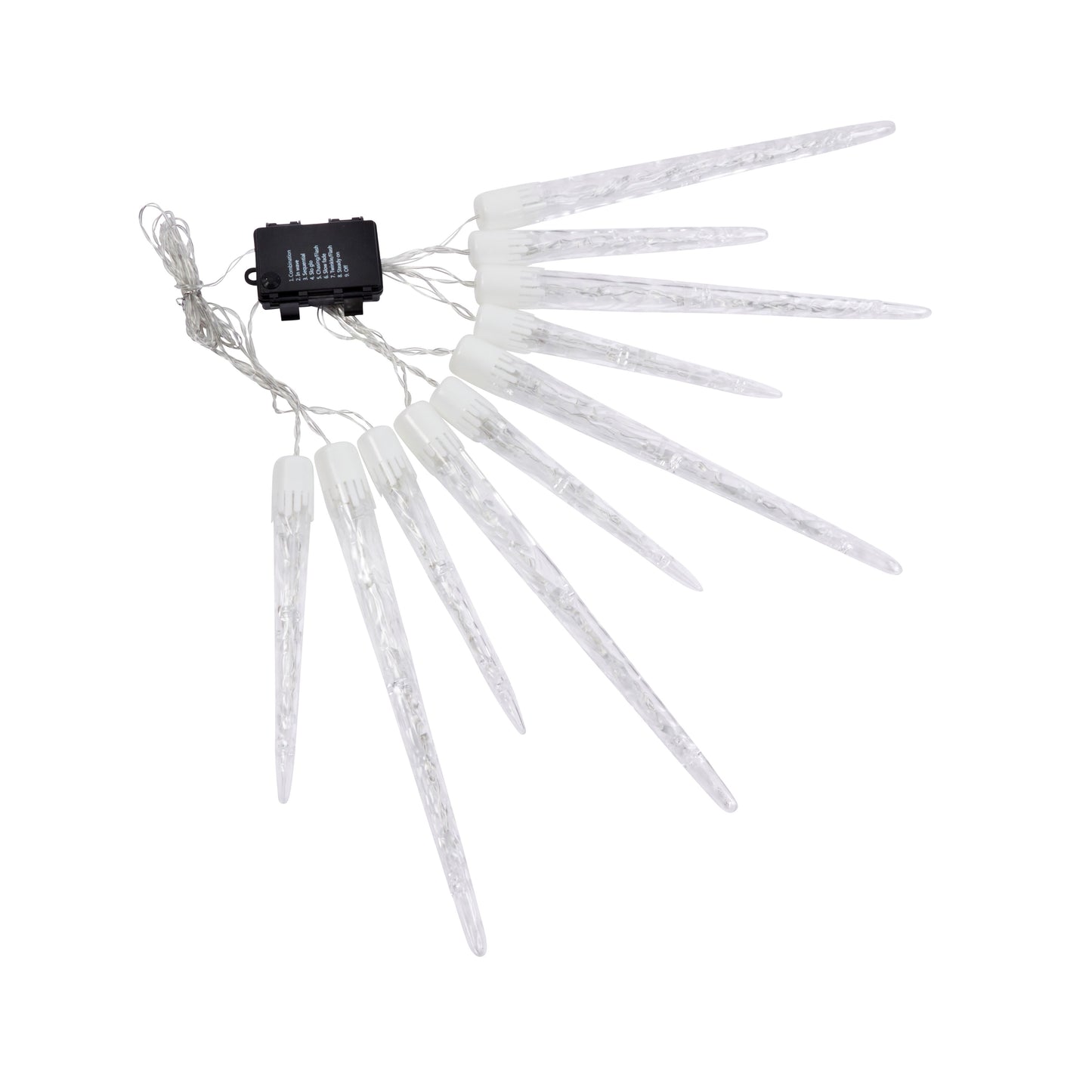 10 Icicle Lights - Battery Operated - Outdoor & Indoor - Cool White