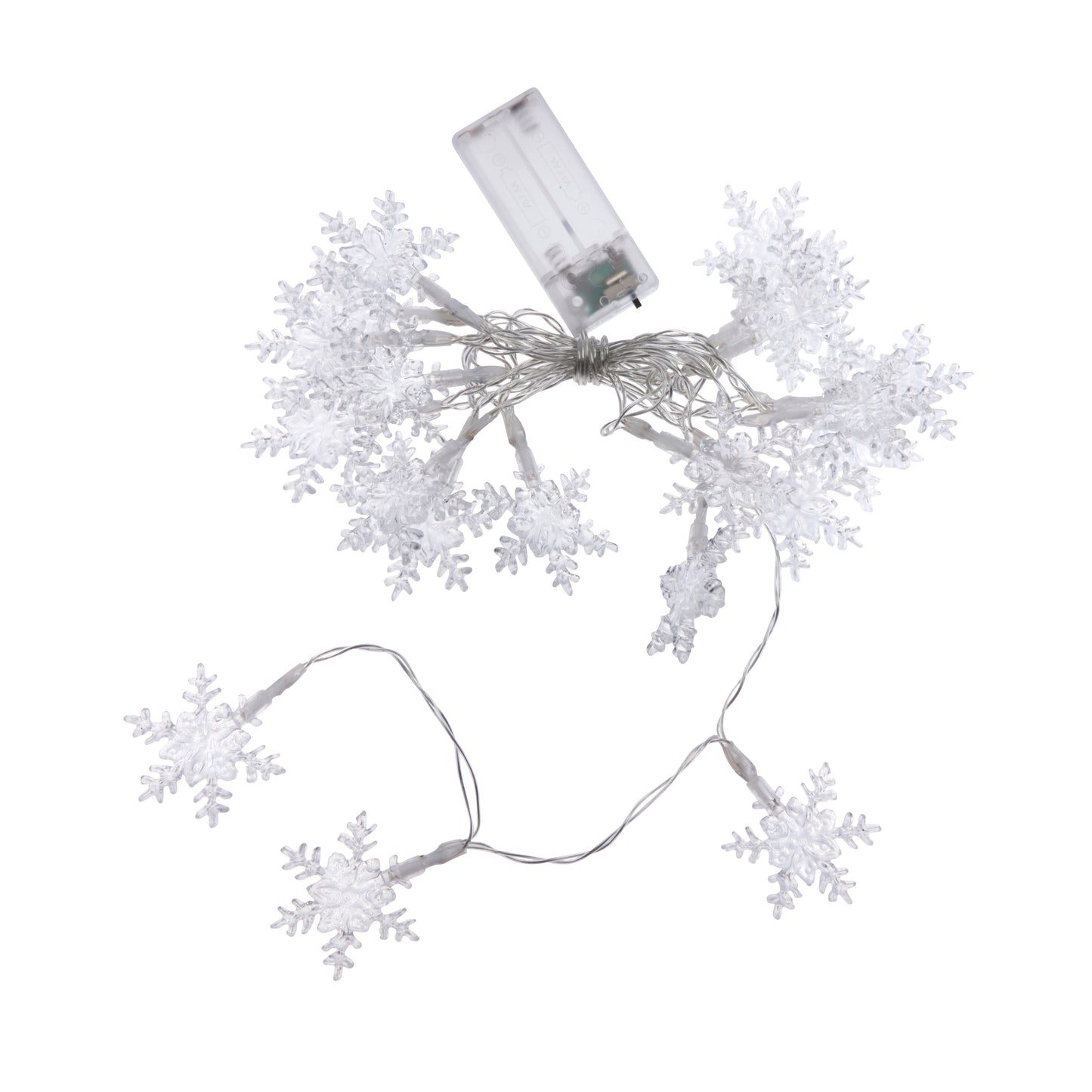 Snowflake Christmas String Lights Set of 20 Battery Powered Timer