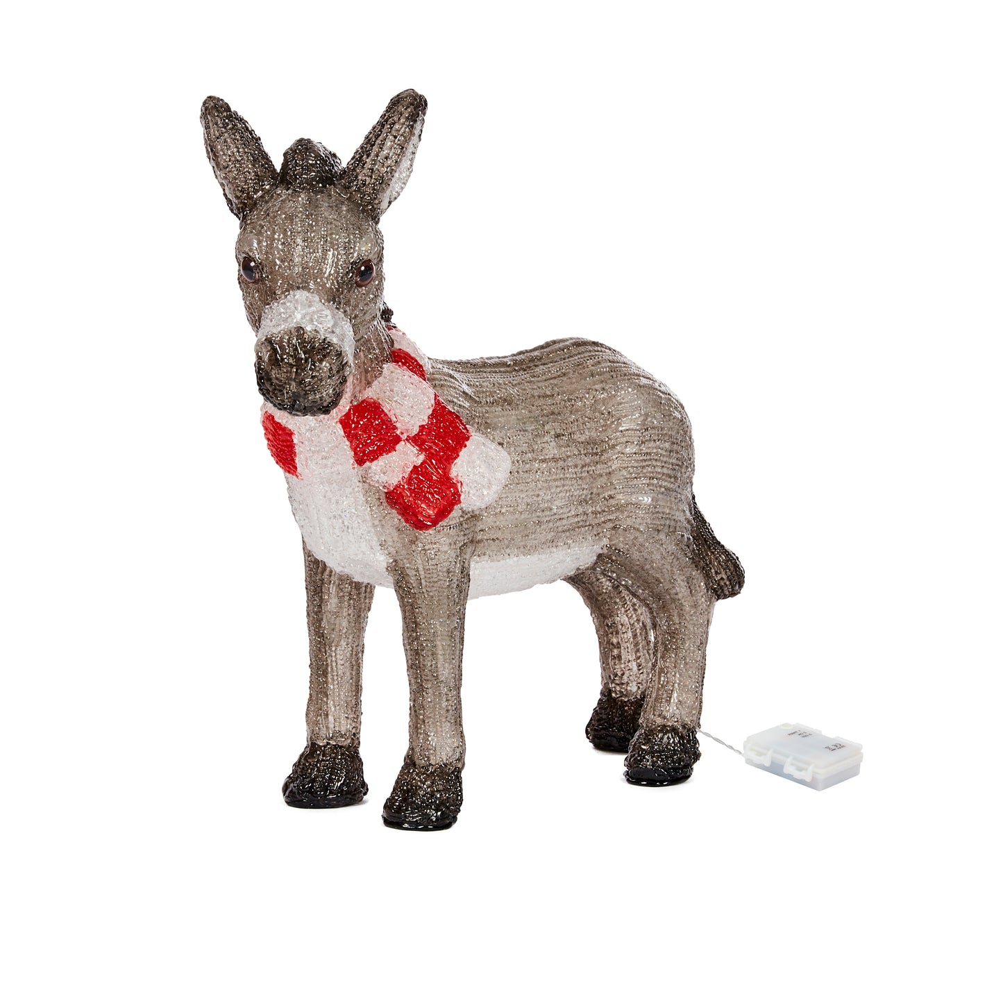 Lit Nativity Donkey Acrylic Christmas Decoration - Indoor Outdoor - Battery Operated