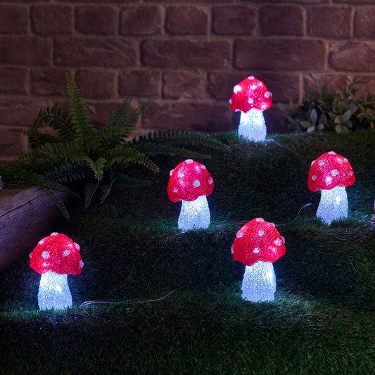 Light Up Mushrooms Indoor Outdoor Decoration Battery Operated Timer