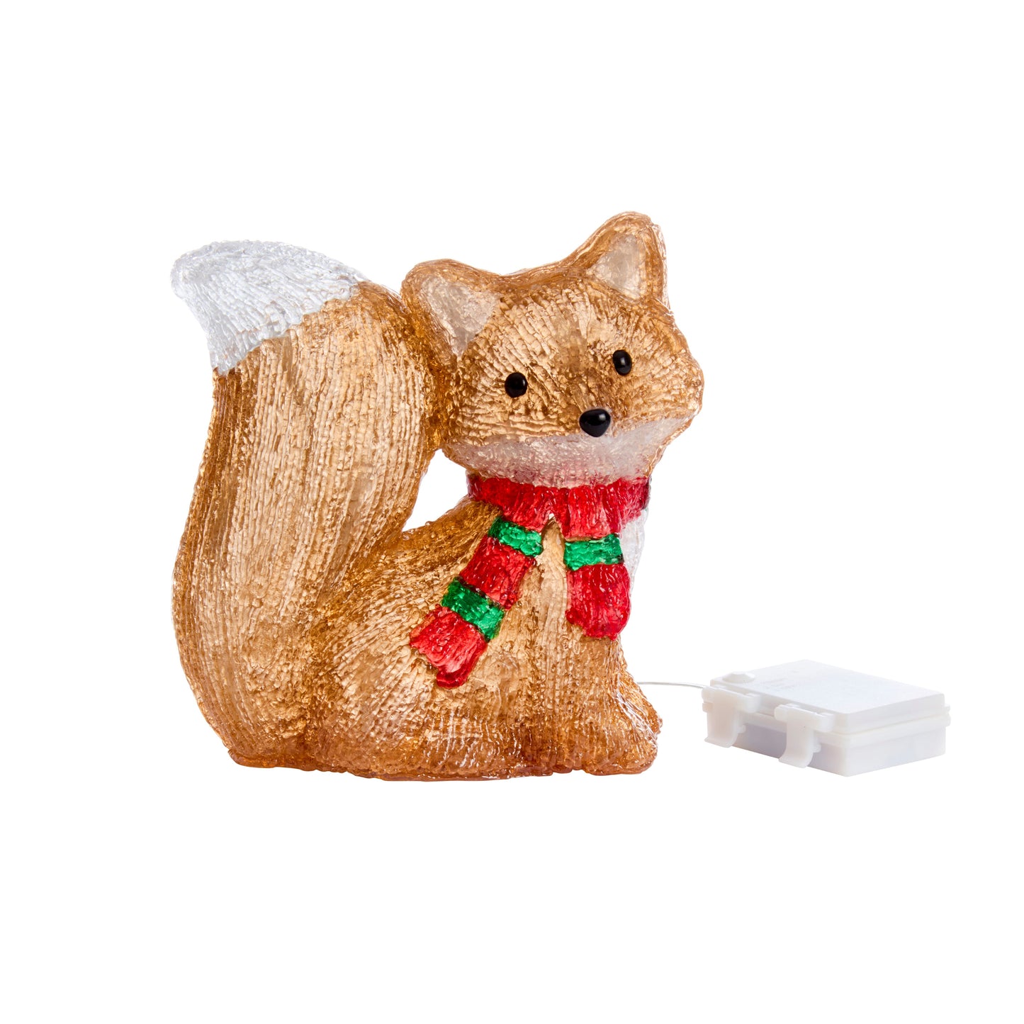 Lit Fox Acrylic Christmas Decoration - Indoor Outdoor - Battery Operated