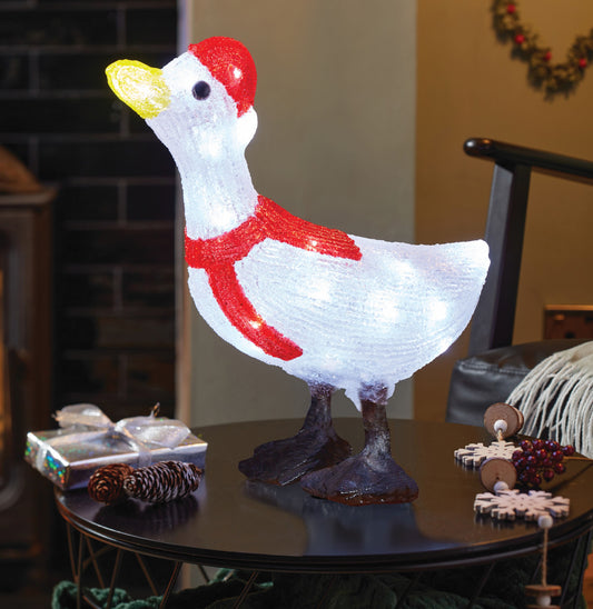 Lit Christmas Goose Acrylic Decoration - Indoor Outdoor - Battery Operated