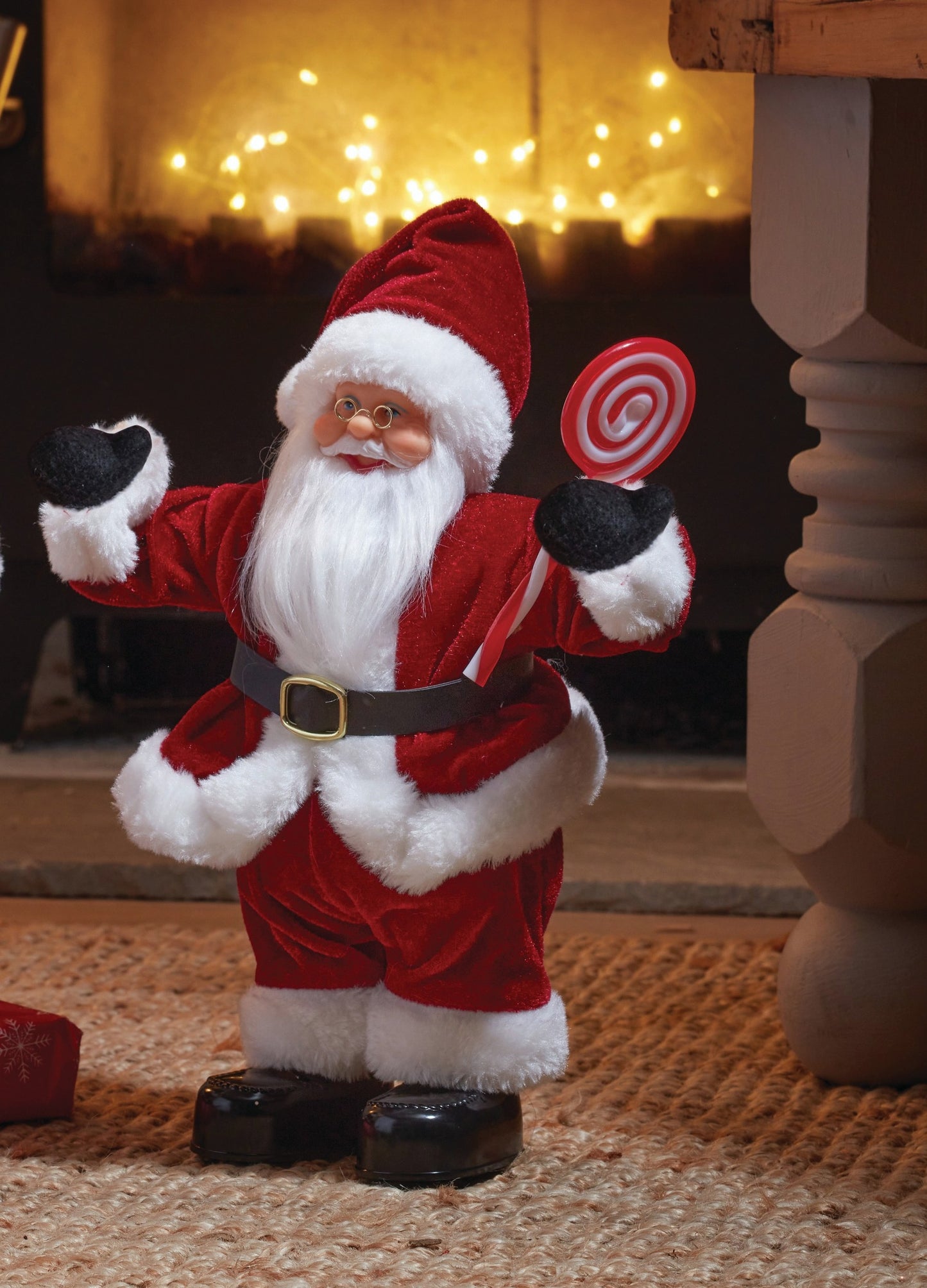 Singing & Dancing Santa Claus with Candy Cane Lollipop - Battery Operated