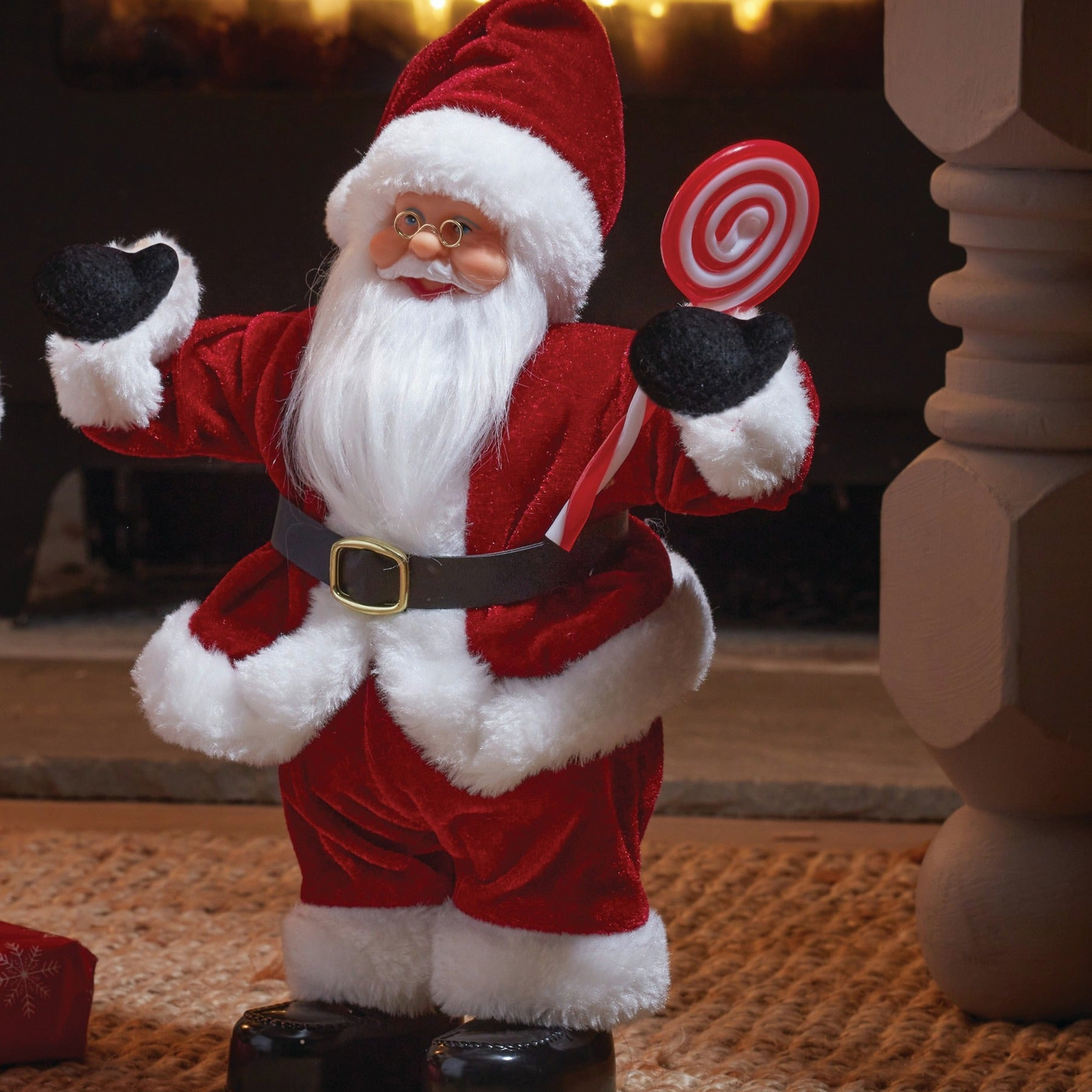 Singing & Dancing Santa Claus with Candy Cane Lollipop - Battery Operated