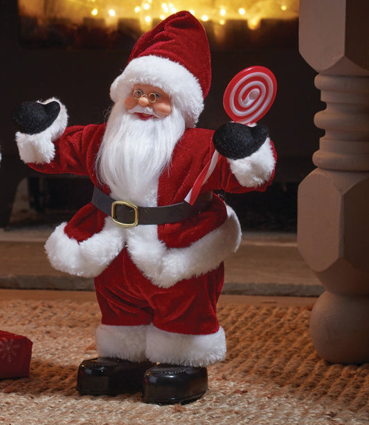 Singing & Dancing Santa Claus with Candy Cane Lollipop - Battery Operated
