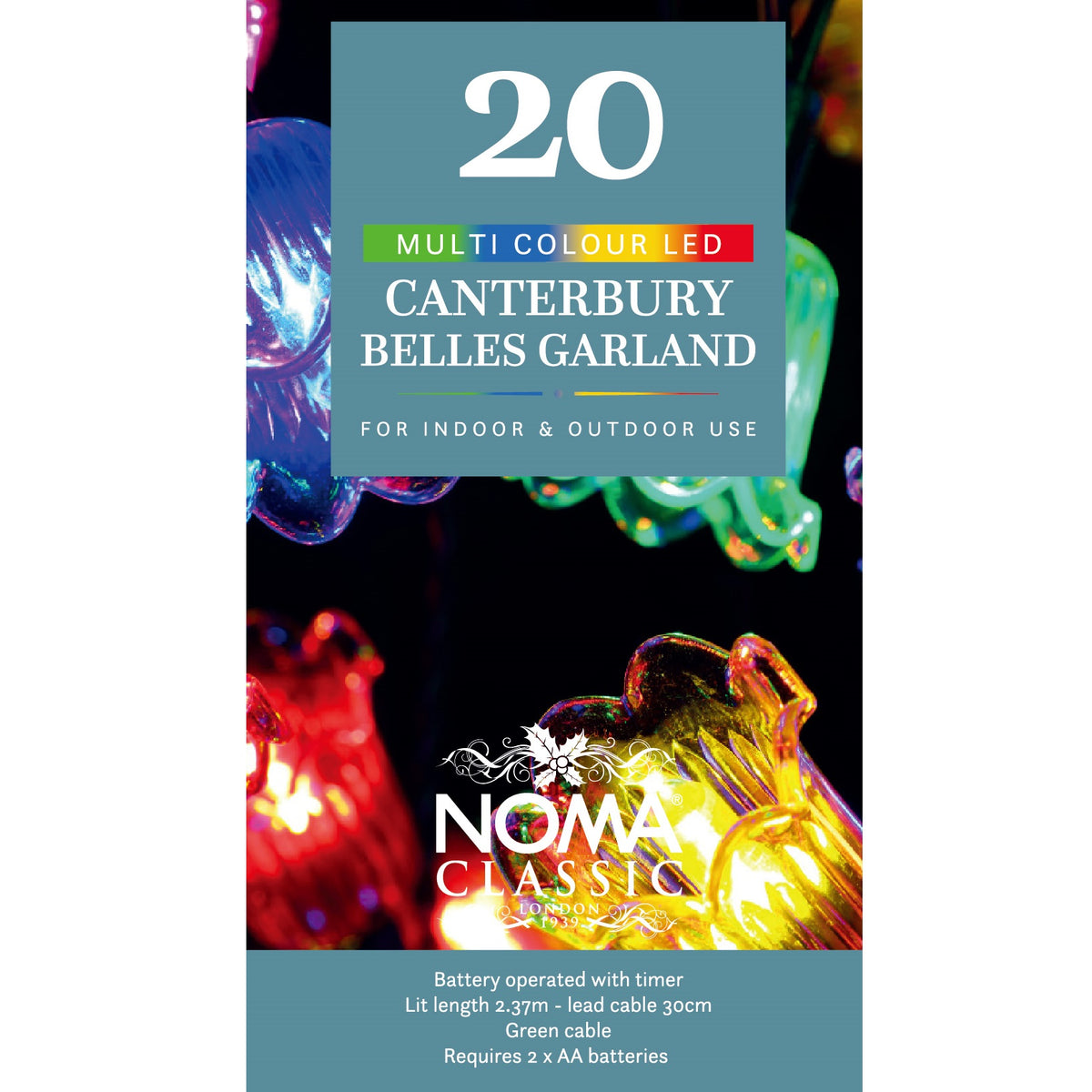 20 Vintage Style Canterbury Belles Lights Battery Operated Multicoloured