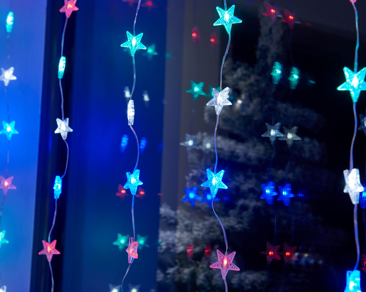 Star Curtain Light - Multicoloured - Battery Operated - Timer Function