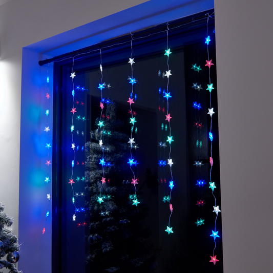 Star Curtain Light - Multicoloured - Battery Operated - Timer Function