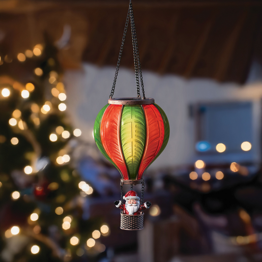 Santa Flaming Balloon Christmas Decoration - Battery Operated - Timer