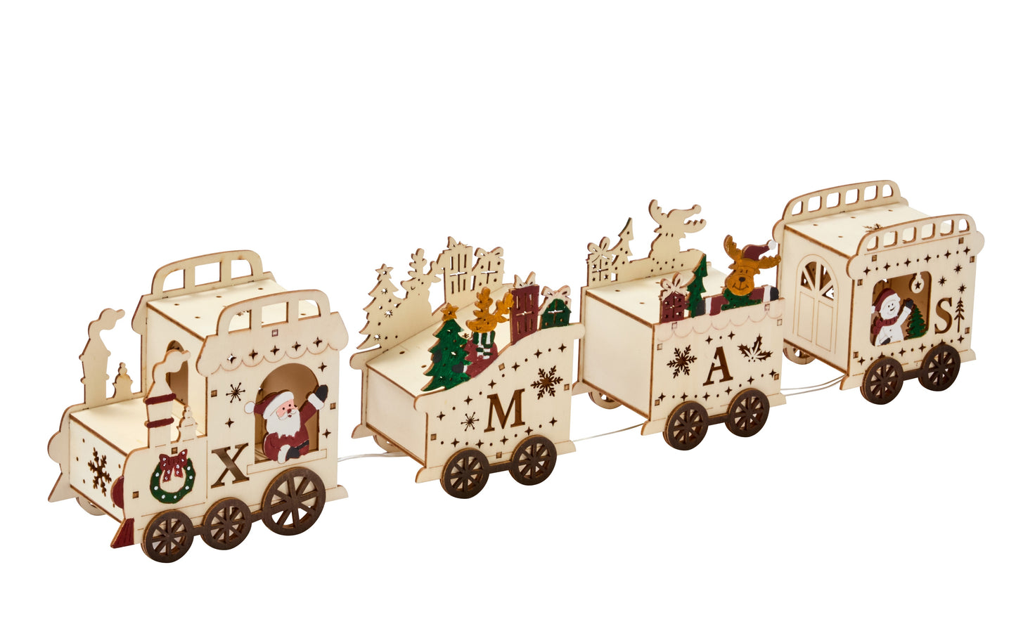 Lit Wooden Santa's Express Train - Battery Operated