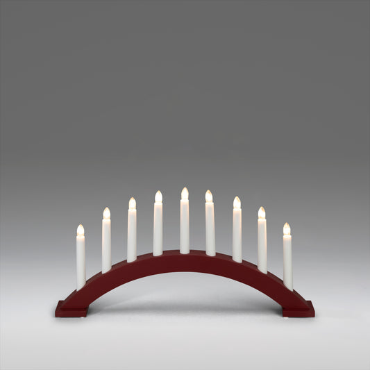 Konstsmide Wood Candle Arch Dark Red 9 Bulbs