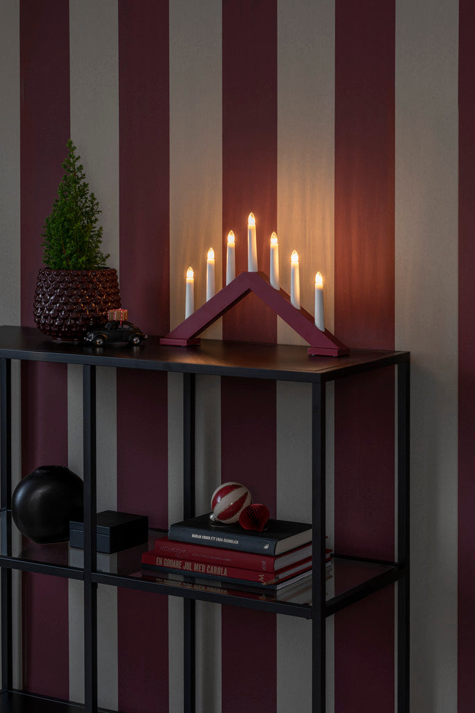 Konstsmide Candle Arch Dark Red Wood 7 Bulbs