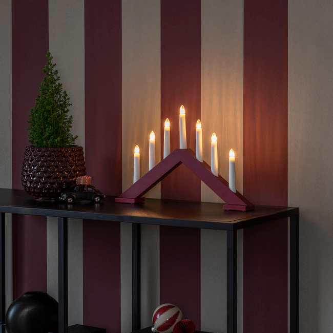 Konstsmide Candle Arch Dark Red Wood 7 Bulbs