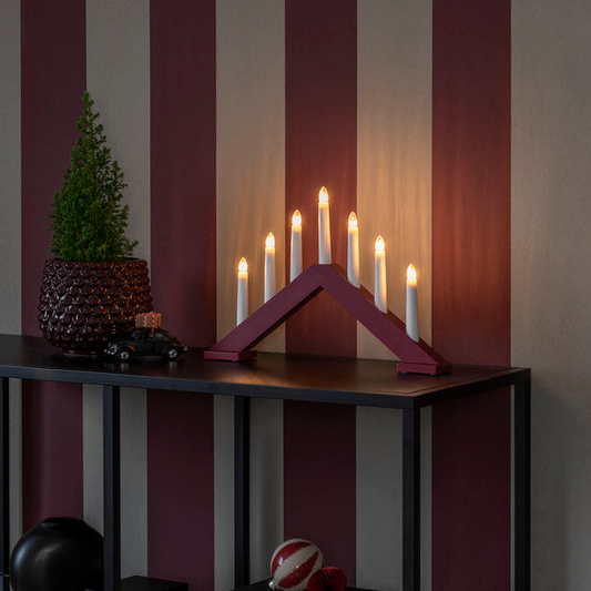 Konstsmide Candle Arch Dark Red Wood 7 Bulbs