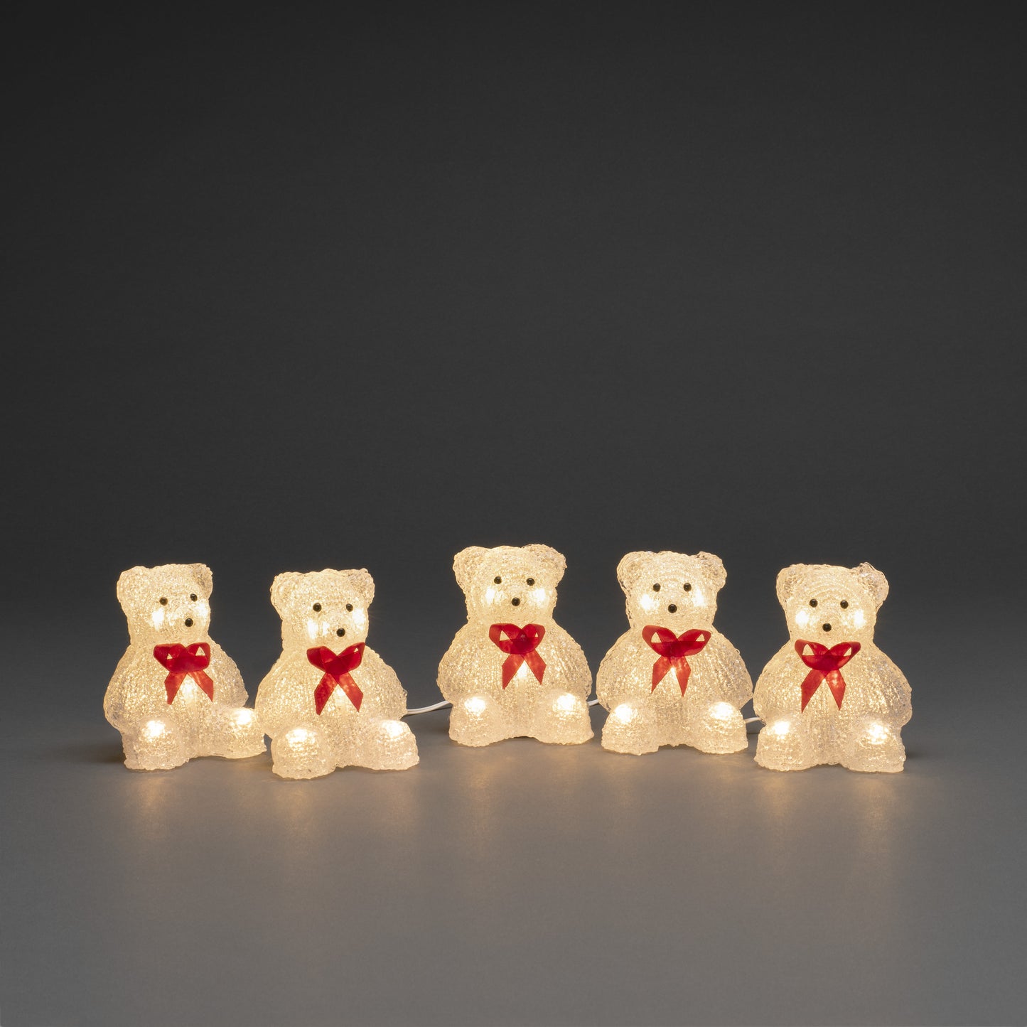 Konstsmide Lit Acrylic Bears Christmas Decoration Set of 5 Outdoor and Indoor Use