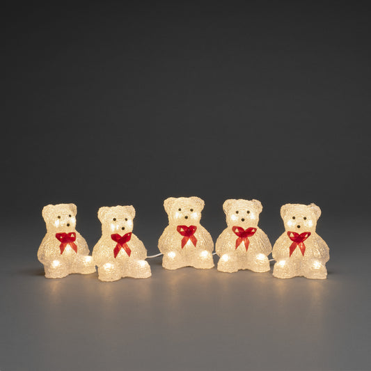 Konstsmide Lit Acrylic Bears Christmas Decoration Set of 5 Outdoor and Indoor Use