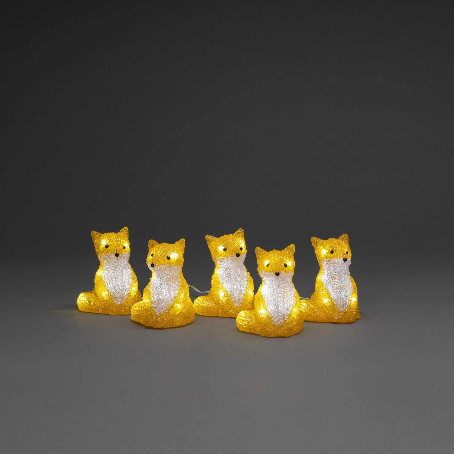 Konstsmide Set of 5 Acrylic Foxes Outdoor or Indoor Christmas Decoration